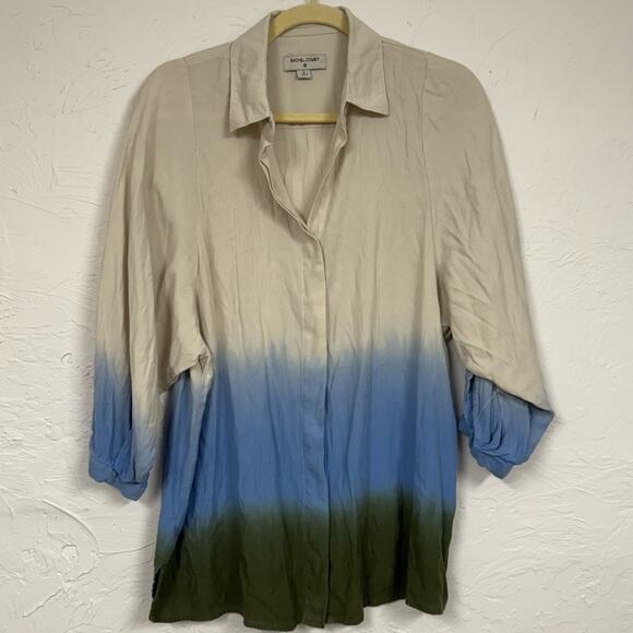 Rachel Comey Target Blue Green Ombré Button Down Shirt Womens S Casual Beachy - Picture 1 of 8